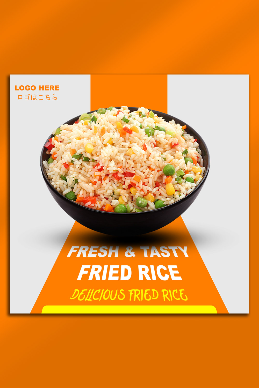 Fresh & Tasty Fried Rice Social Media PSD Template pinterest preview image.