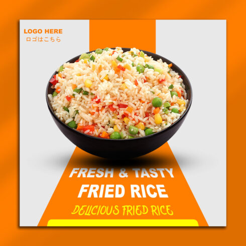 Fresh & Tasty Fried Rice Social Media PSD Template cover image.