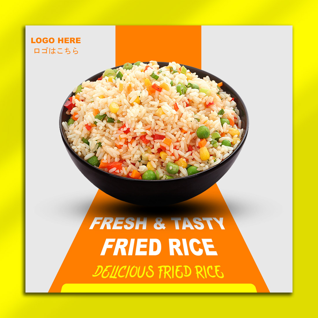 Fresh & Tasty Fried Rice Social Media PSD Template preview image.
