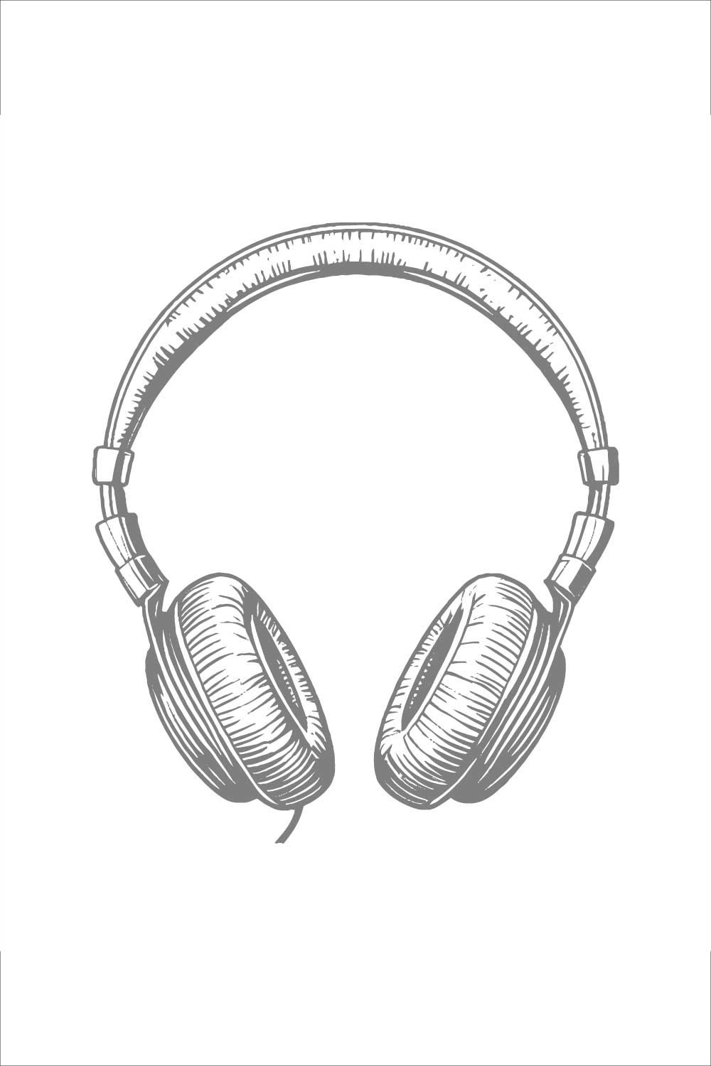 Vintage Headphones Sketch Illustration pinterest preview image.