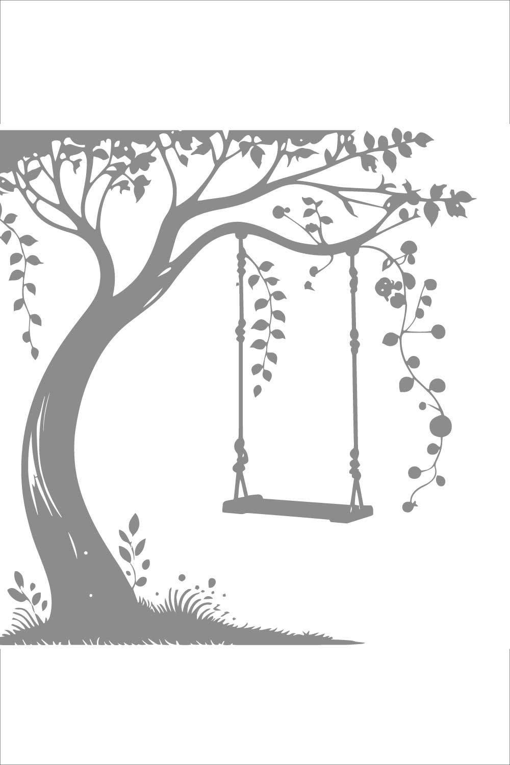 Swing Hanging from a Tree Silhouette Illustration pinterest preview image.