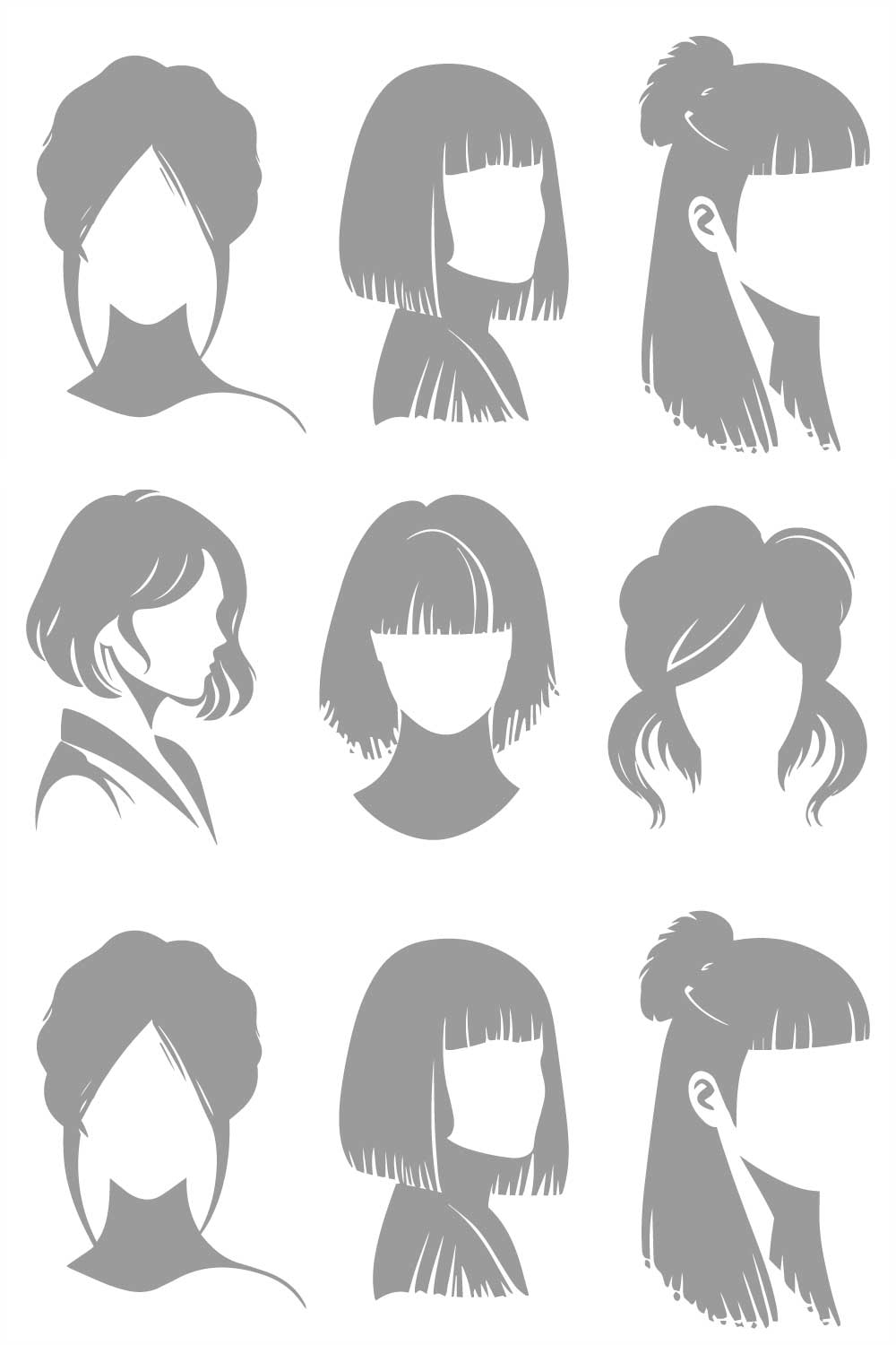 Minimalist Female Haircut Silhouette Collection pinterest preview image.