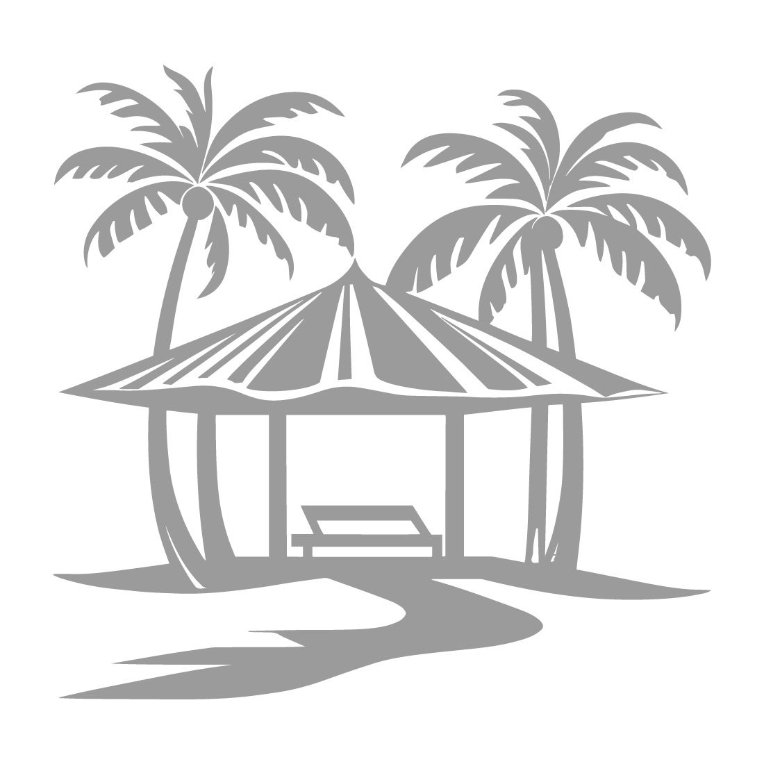 Tropical Beach Hut Silhouette Design preview image.