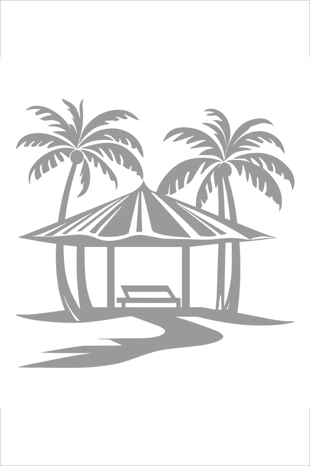 Tropical Beach Hut Silhouette Design pinterest preview image.