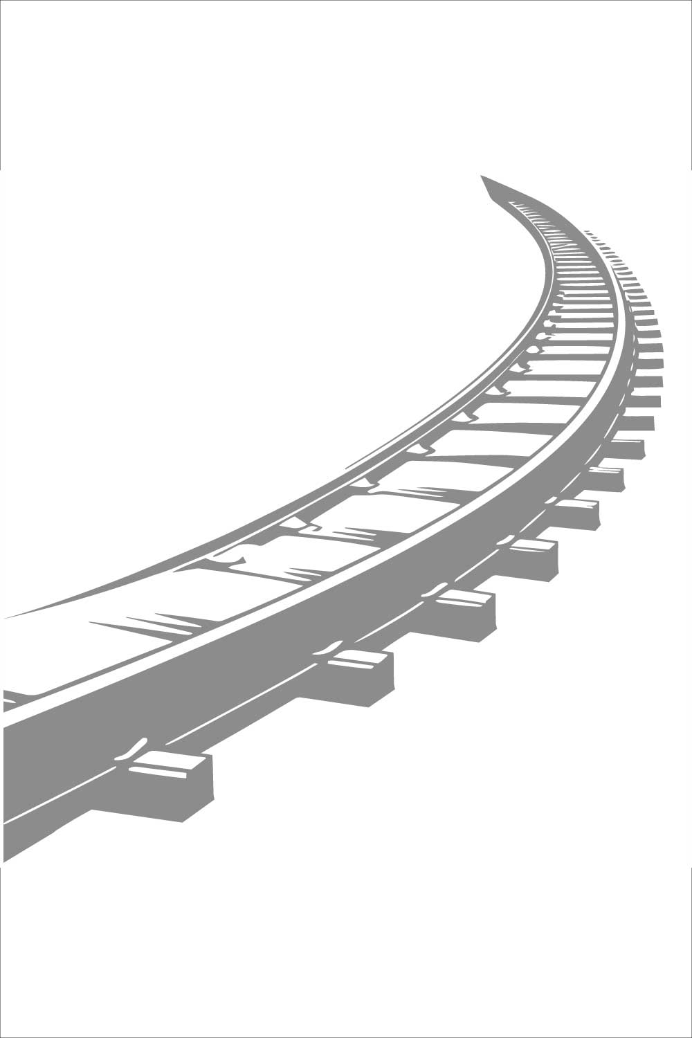 Curved Railway Track – Minimalist Monochrome Illustration pinterest preview image.
