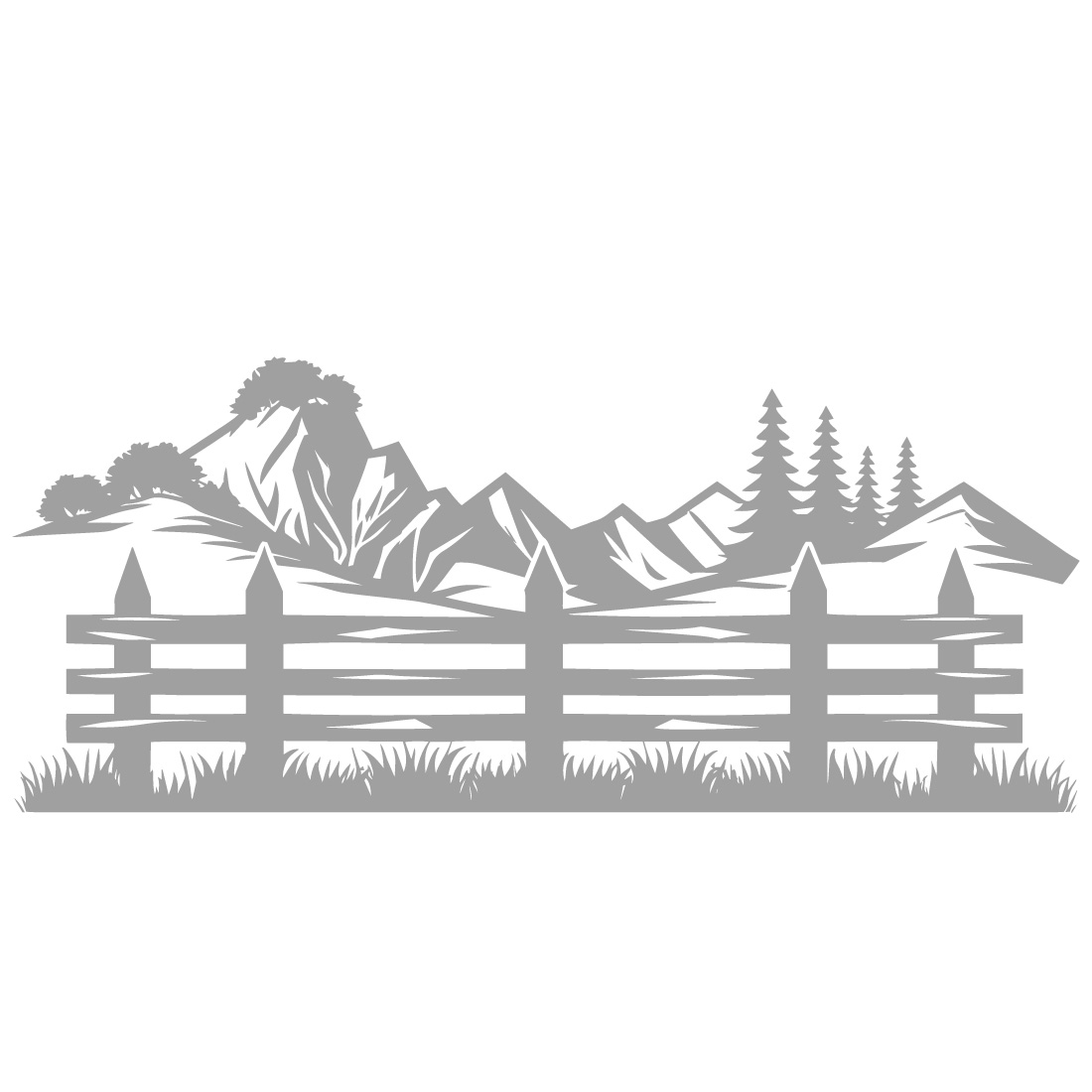 Rustic Mountain Fence Silhouette preview image.