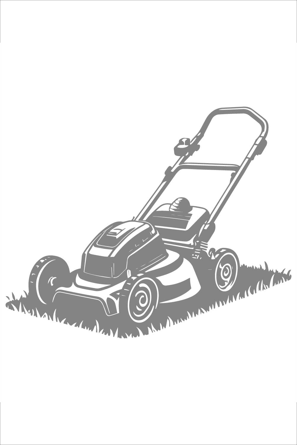 Lawn Mower Silhouette Illustration pinterest preview image.