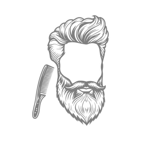 Vintage Beard & Hair Style Illustration with Comb cover image.