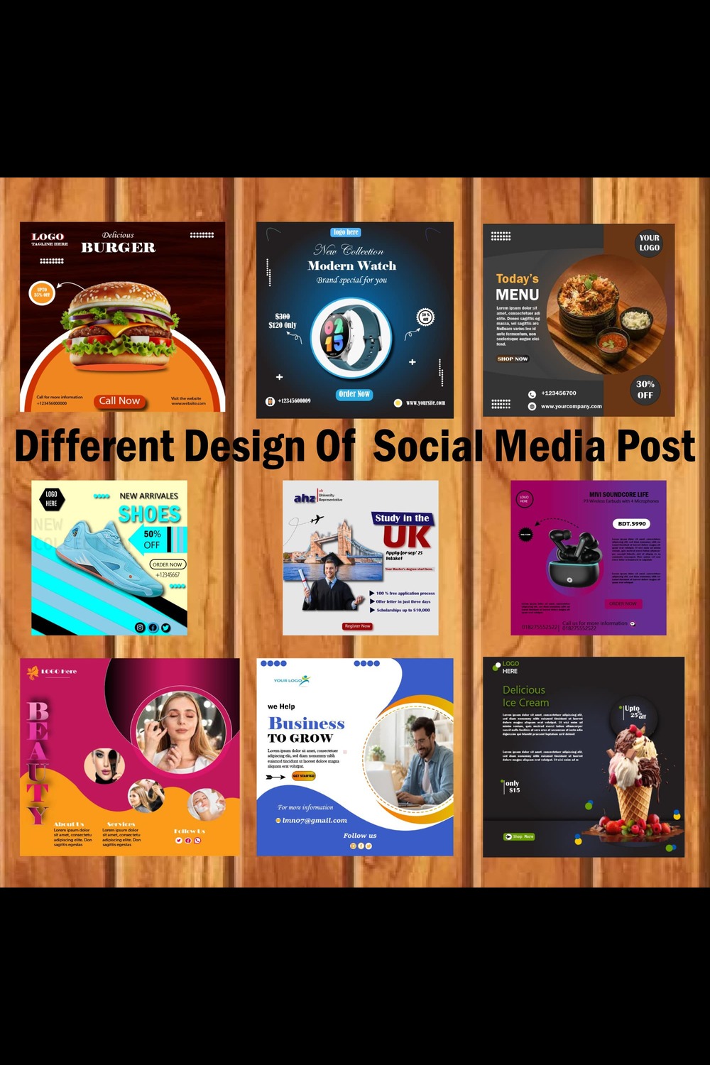 Modern Social Media Post Design pinterest preview image.