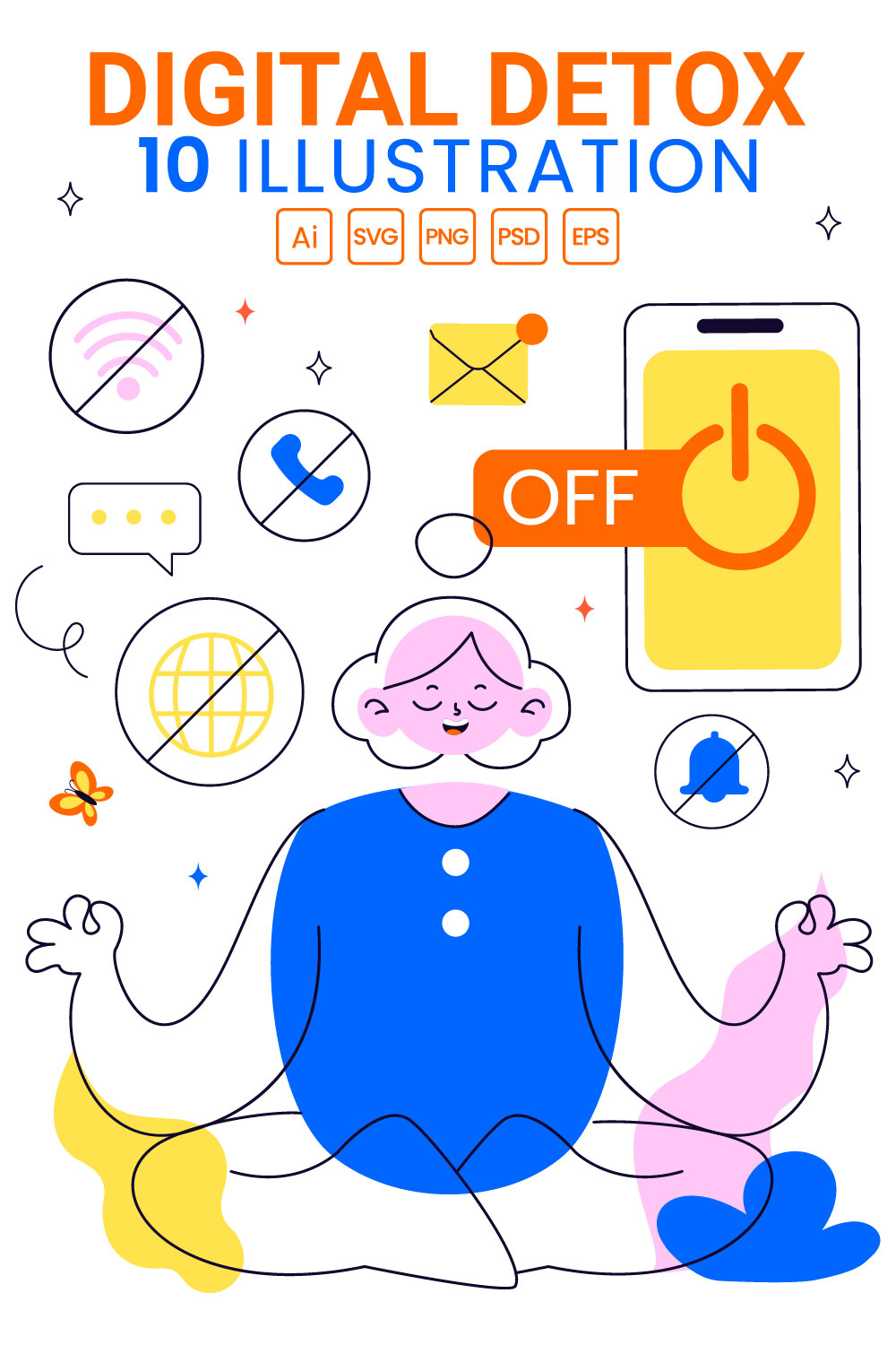 10 Digital Detox Illustration pinterest preview image.