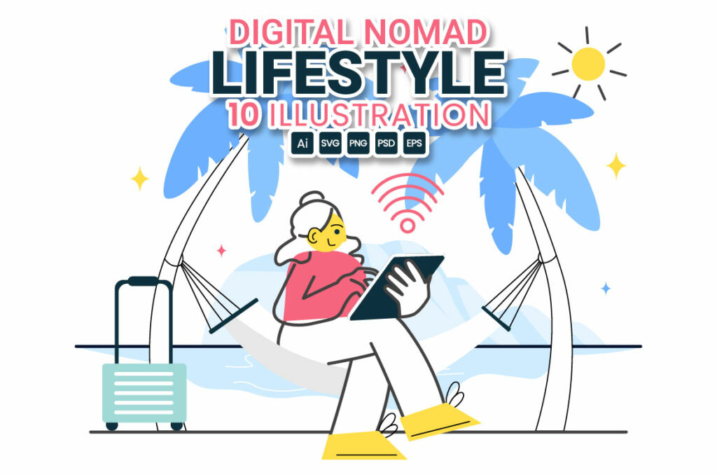 10 Digital Nomad Lifestyle Illustration - MasterBundles