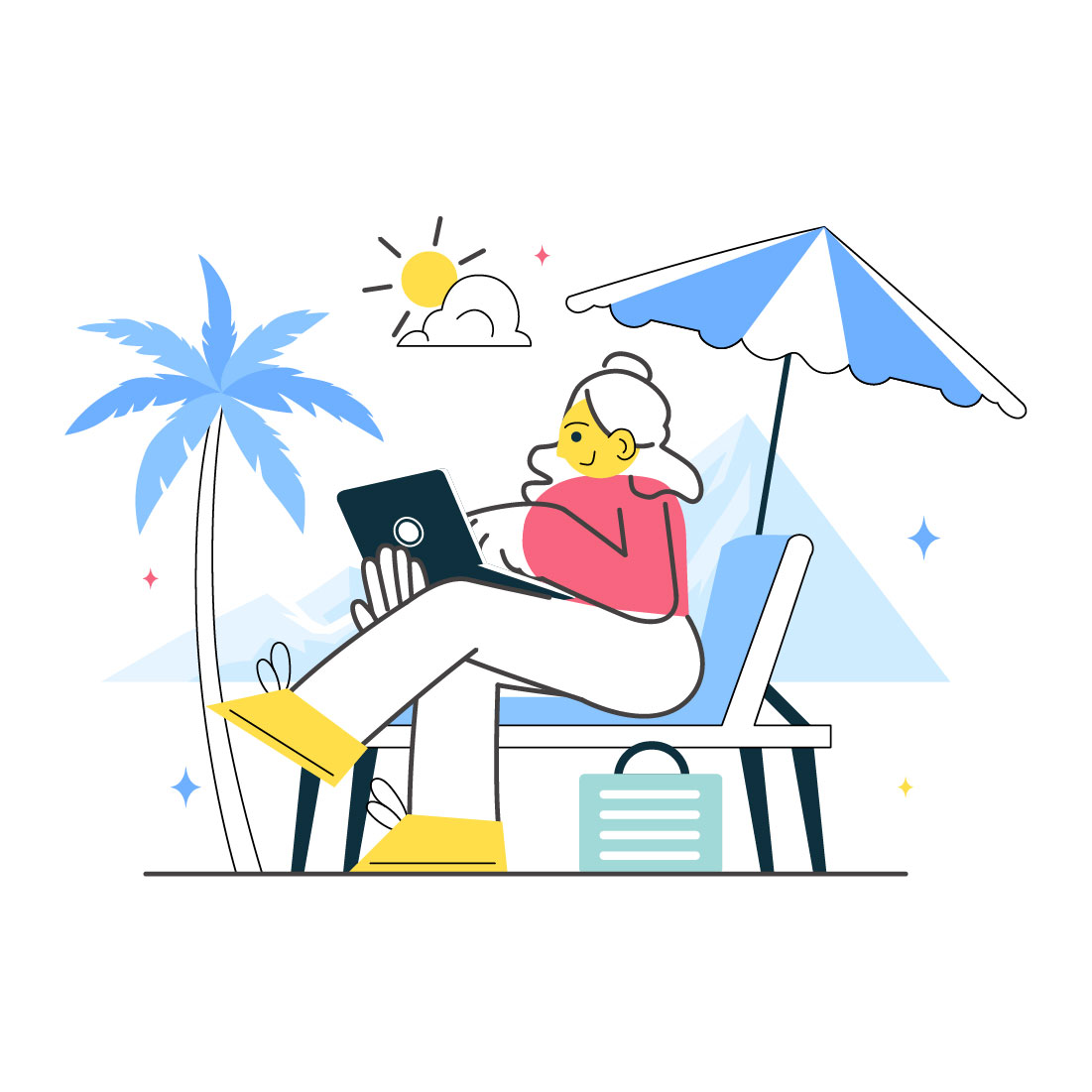 10 Digital Nomad Lifestyle Illustration preview image.