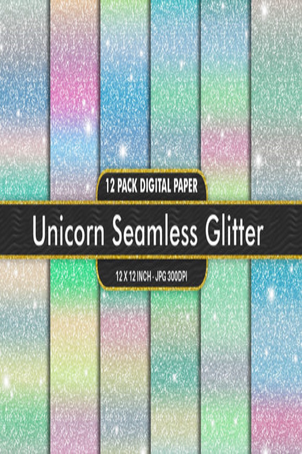 Digital Paper Glitter Unicorn Texture pinterest preview image.