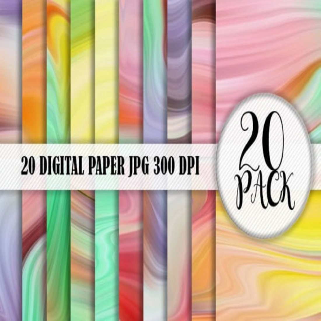Digital Paper Marble Wave Background cover image.