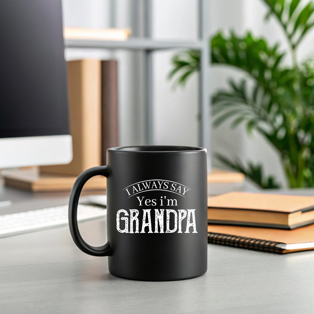 distressed style grandpa typography for gifts and apparel. graphic design. 2 black mug mock up 131