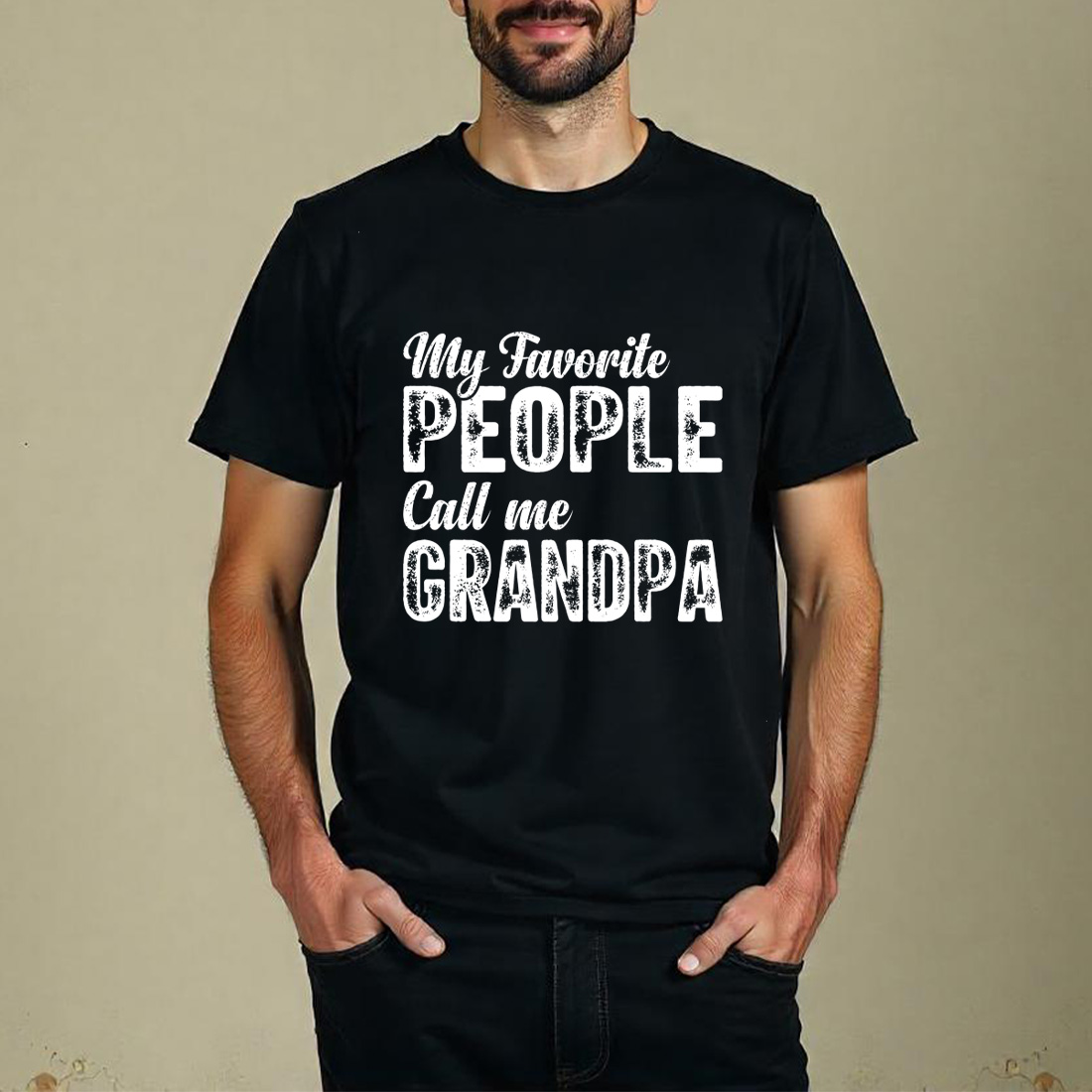 distressed vintage typography for grandpa gift apparel and merchandise. graphic design. 6 black t shirt mock up 333