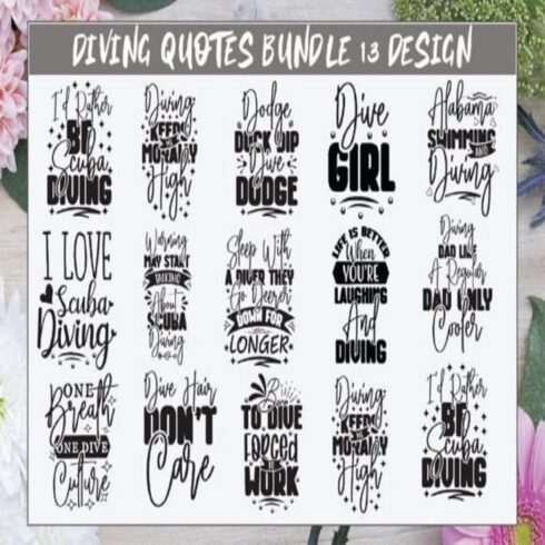 Diving Quotes Bundle 13 Design cover image.