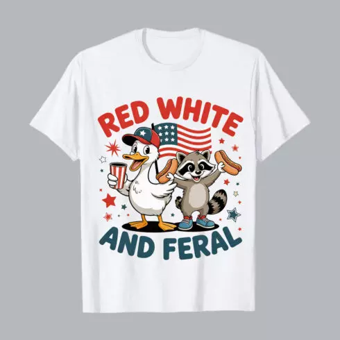 2 Design Duck raccoon celebrating with hot dogs American flag PNG T shirt Design T shirt PNG File cover image.