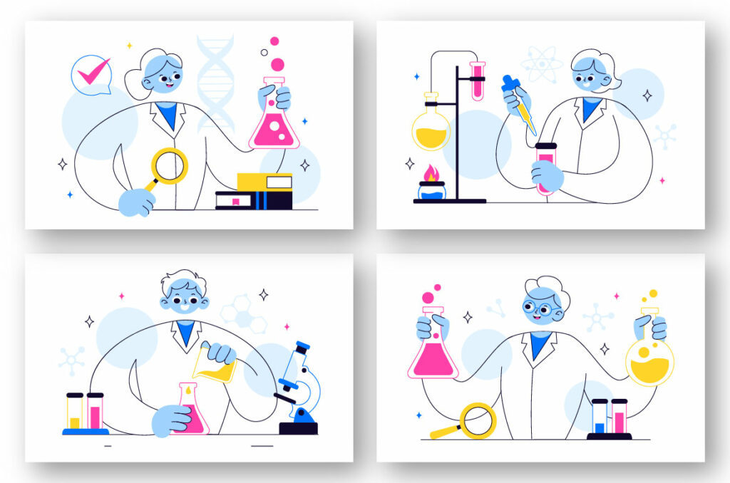 10 Scientific Experiments Illustration - MasterBundles