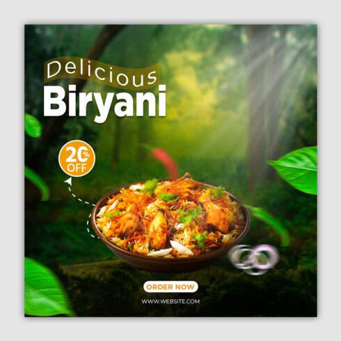 Biryani Social Media Post Template – Editable PSD cover image.
