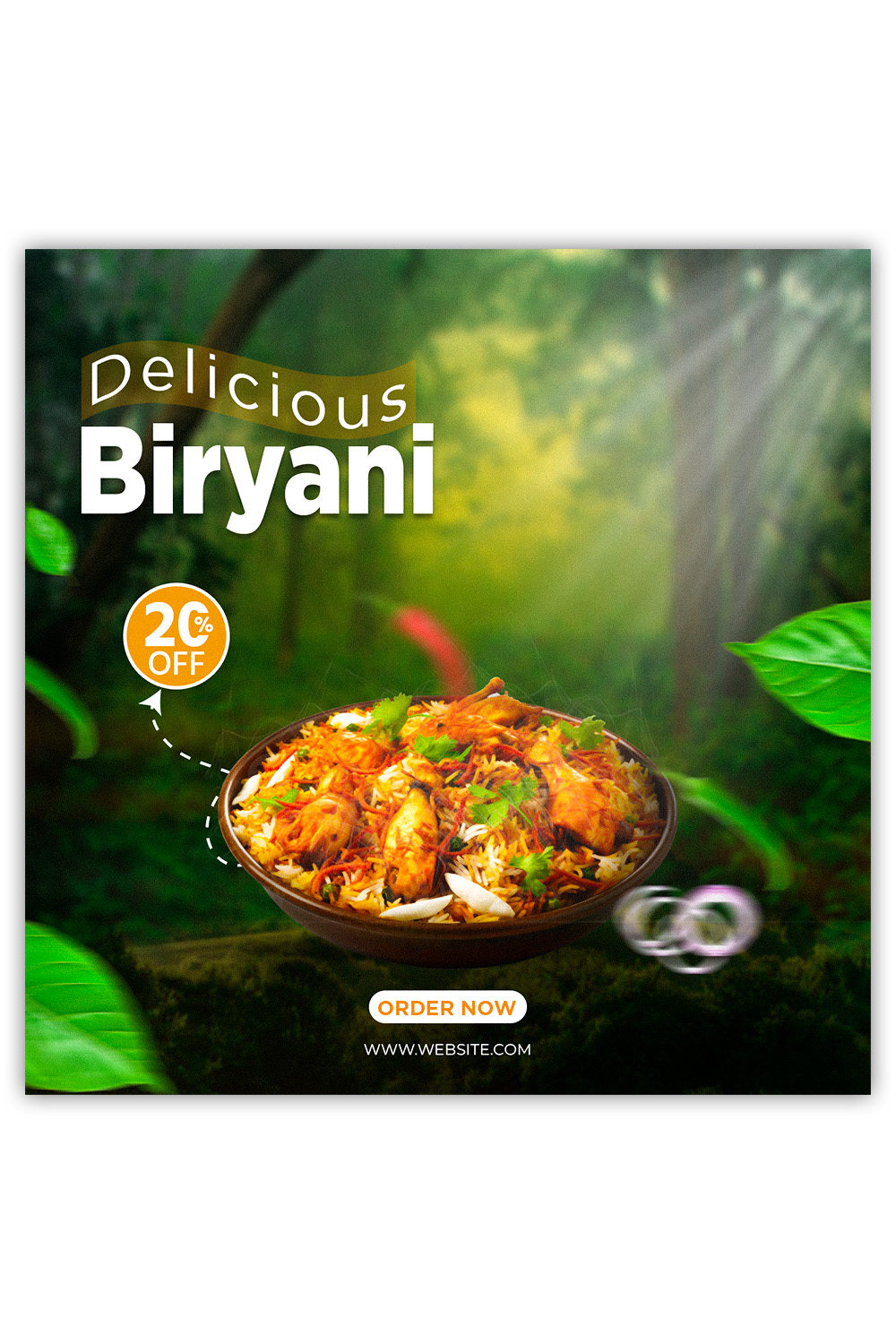 Biryani Social Media Post Template – Editable PSD pinterest preview image.
