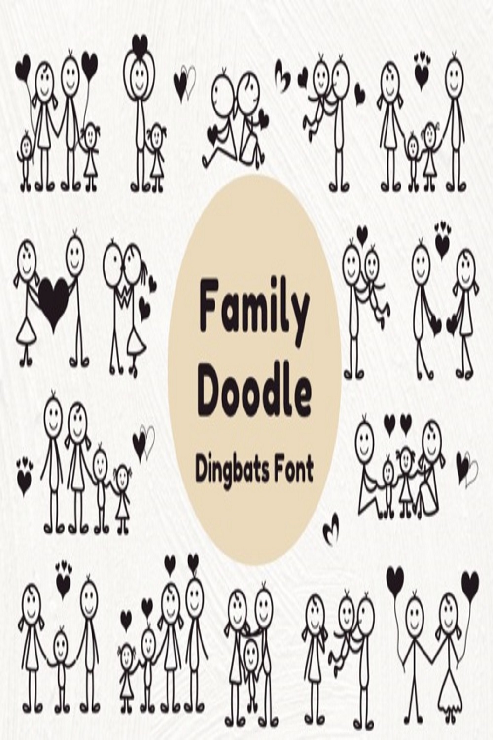 Family Doodle Font pinterest preview image.