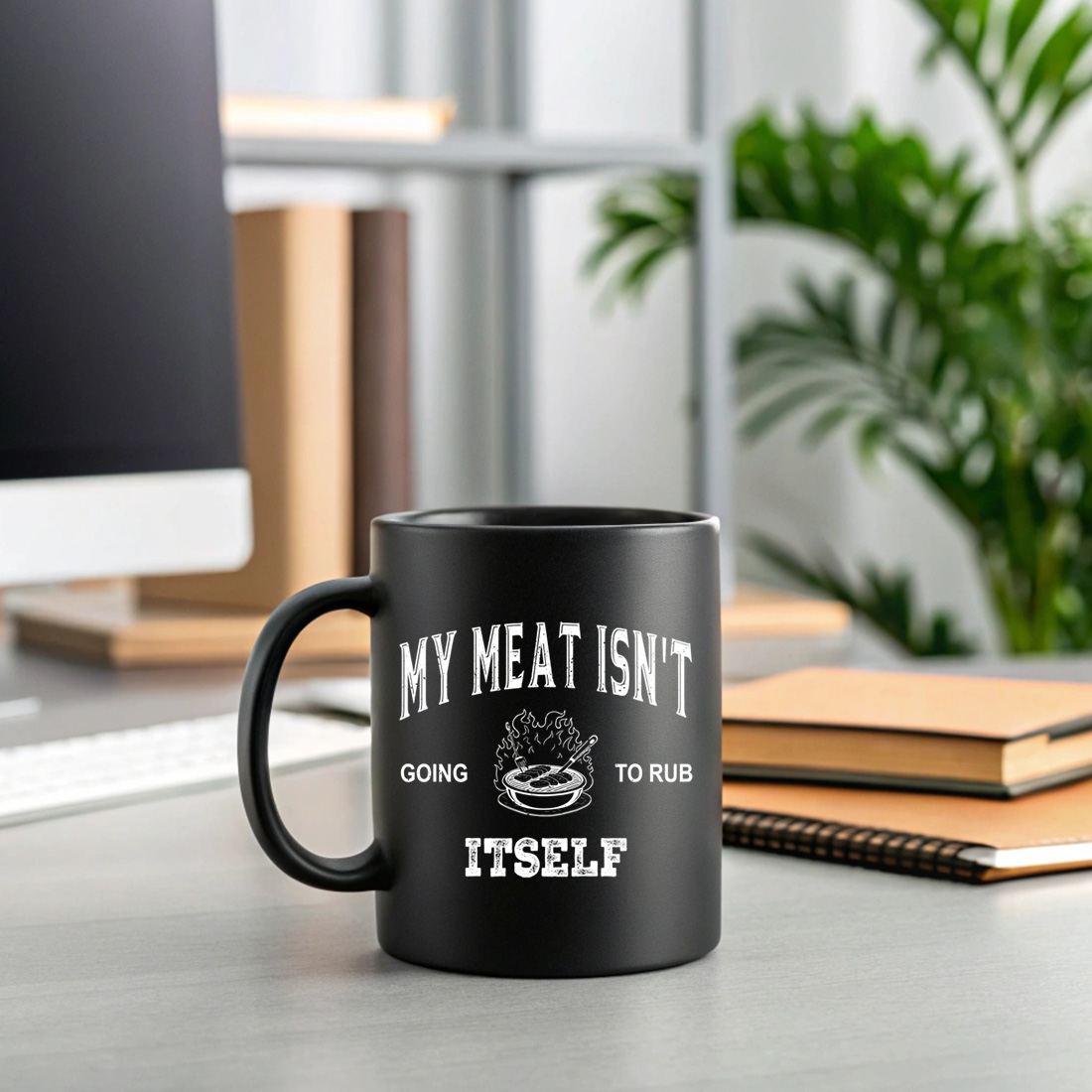 fans vintage meat smoking joke shirt for pitmasters and grill. bbq graphic design. 2 black mug mock up 39