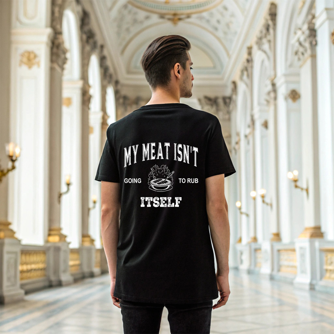 fans vintage meat smoking joke shirt for pitmasters and grill. bbq graphic design. 6 black t shirt mock up 760