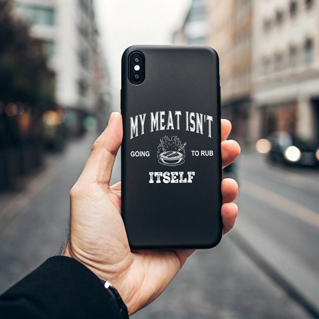 fans vintage meat smoking joke shirt for pitmasters and grill. bbq graphic design. 7 black phone case mock up 716
