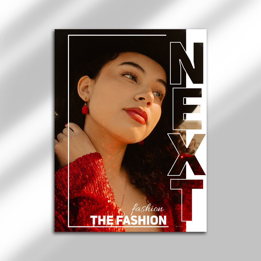 NEXT Fashion Magazine Cover Template | Bold Editorial PSD Design preview image.