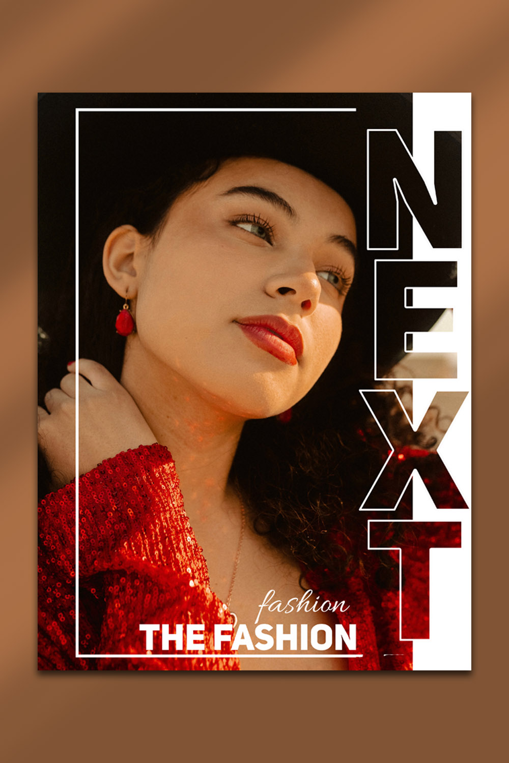 NEXT Fashion Magazine Cover Template | Bold Editorial PSD Design pinterest preview image.