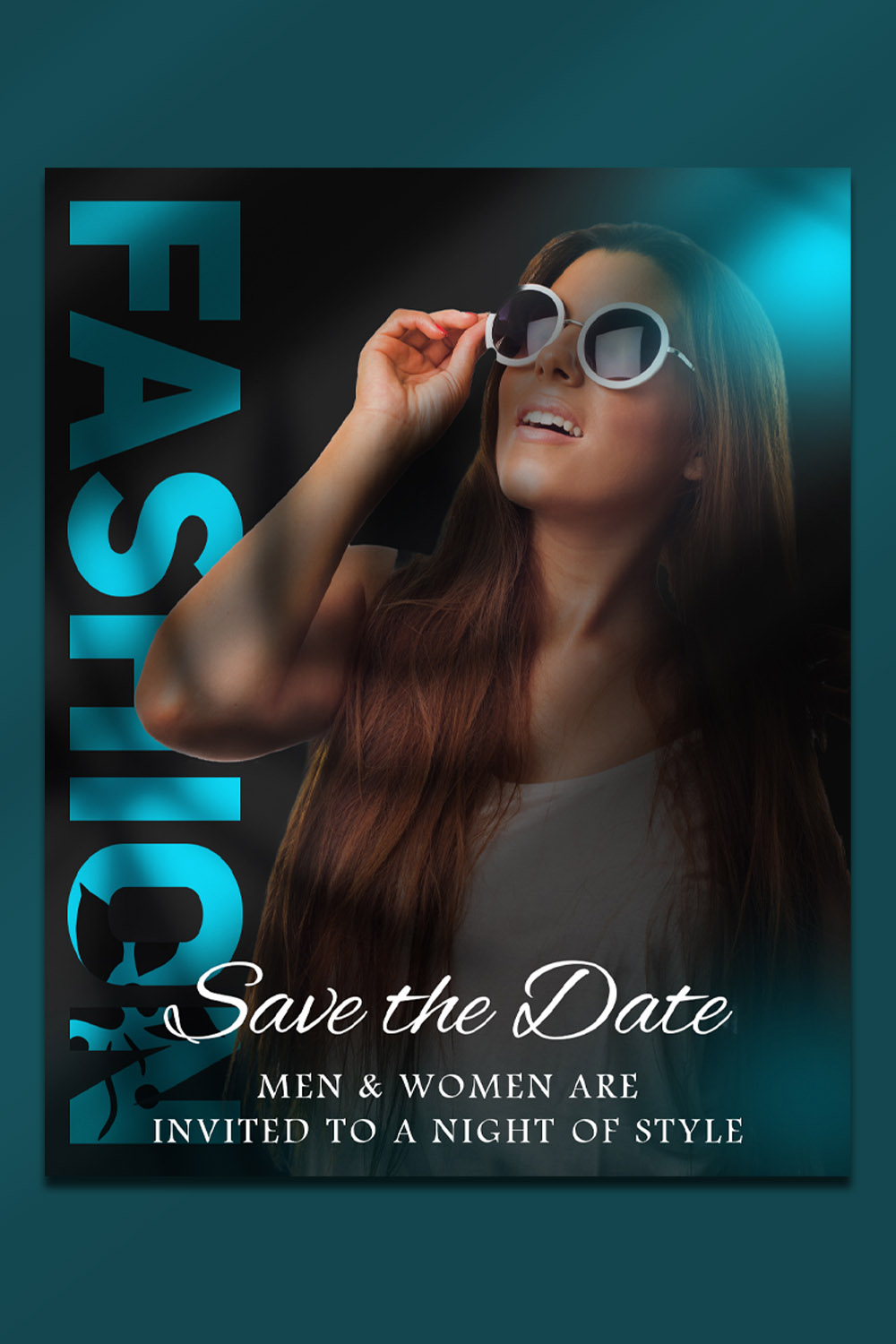 Fashion Night Party Flyer PSD Template – Elegant Save the Date Event Design for Men & Women pinterest preview image.