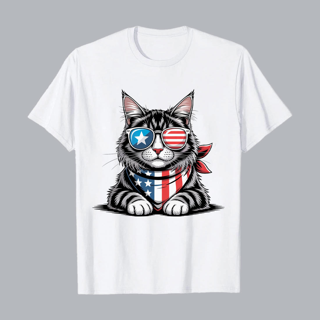 feline wearing patriotic sunglasses and bandana animal 883