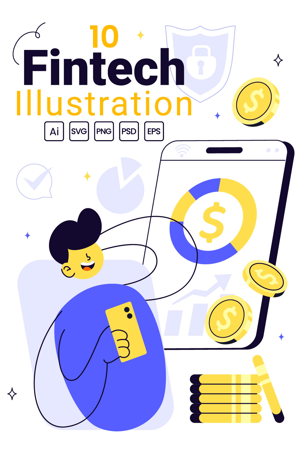 10 Fintech Vector Illustration pinterest preview image.