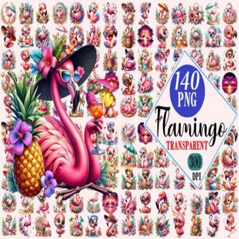 Flamingo, Flamingos Clipart Mega Bundle cover image.
