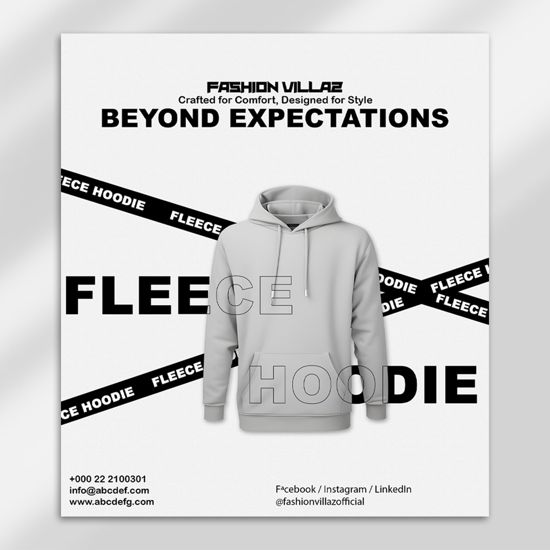 Fleece Hoodie PSD Mockup Template | Modern Apparel Design for Branding & Promotions cover image.