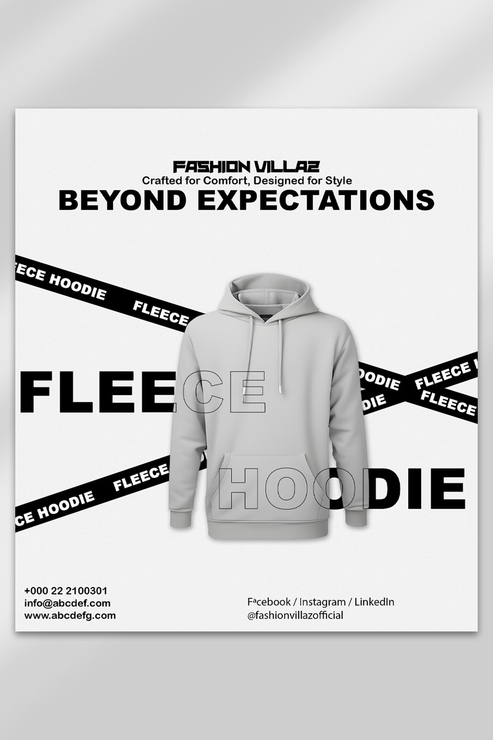 Fleece Hoodie PSD Mockup Template | Modern Apparel Design for Branding & Promotions pinterest preview image.