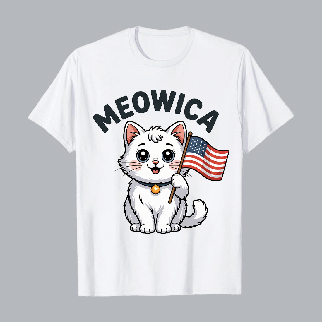 3 Design Patriotic feline wearing American flag bandana and sunglasses American flag PNG T shirt Design preview image.