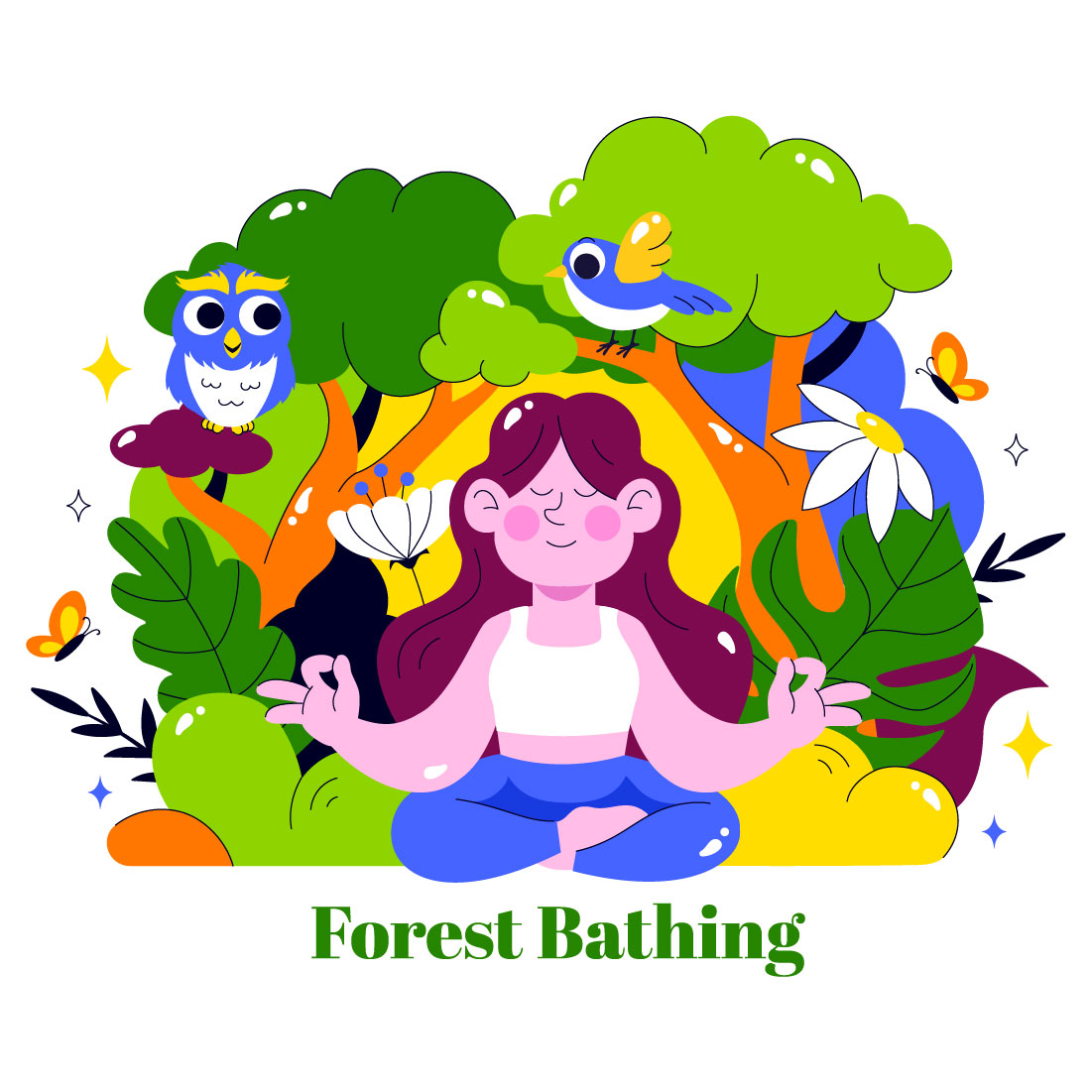 10 Forest Bathing Vector Illustration preview image.
