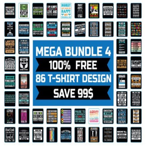 FREE 86 T-SHIRT DESIGN MEGA BUNDLE 4 cover image.