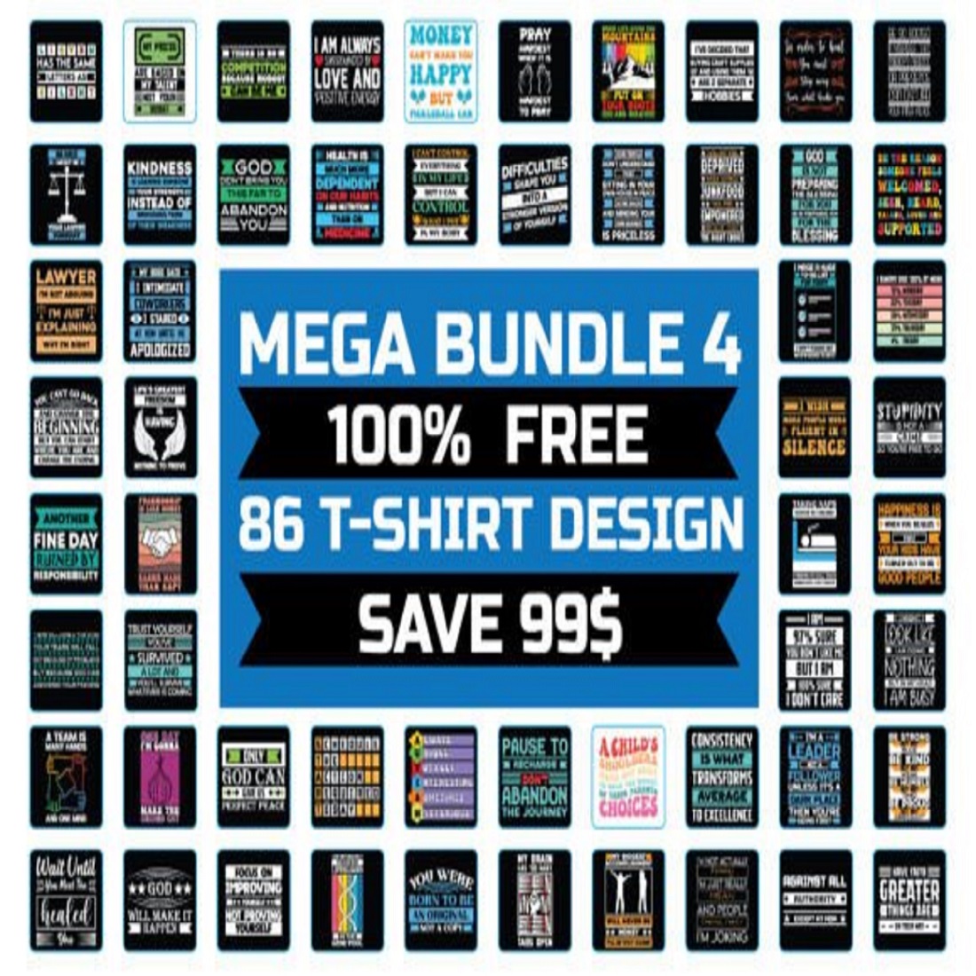 FREE 86 T-SHIRT DESIGN MEGA BUNDLE 4 cover image.