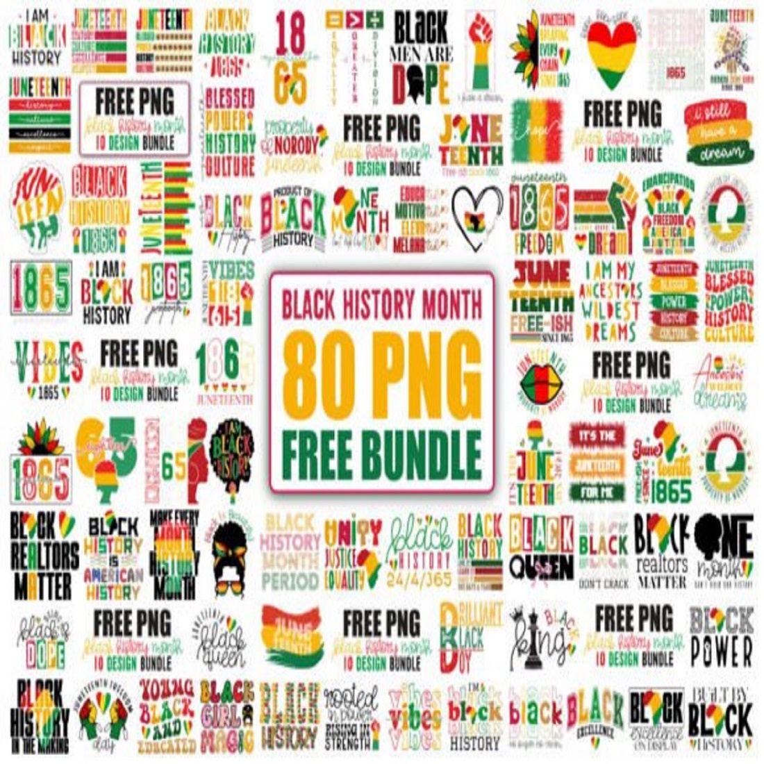 Free Black History Month Mega Bundle PNG preview image.