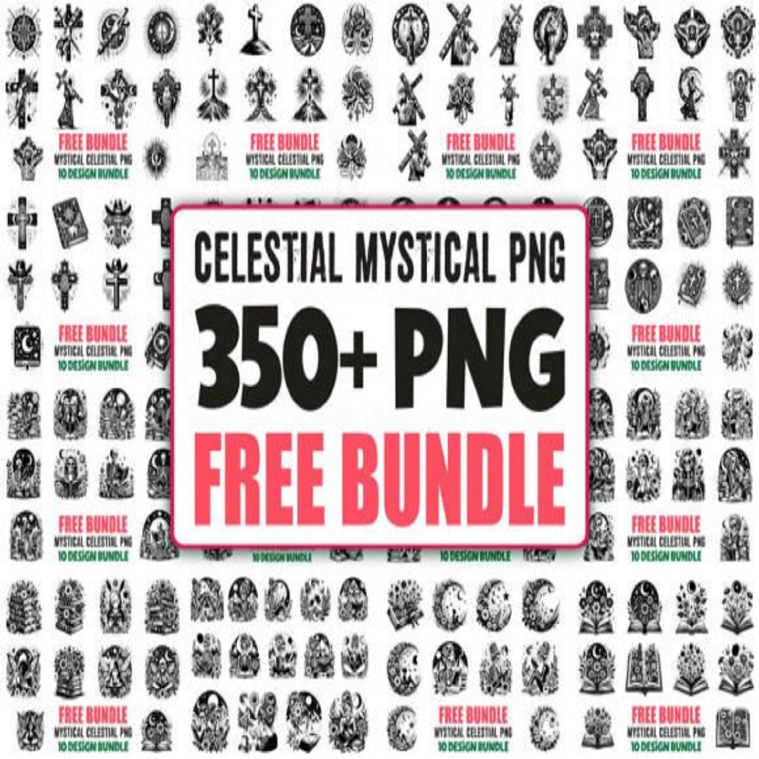 Free CELESTIAL MYSTICAL PNG Mega Bundle preview image.