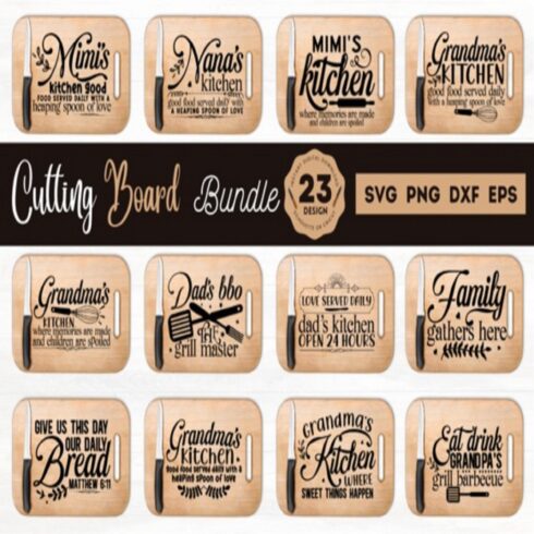 Free Cutting Board Quotes SVG Bundle cover image.