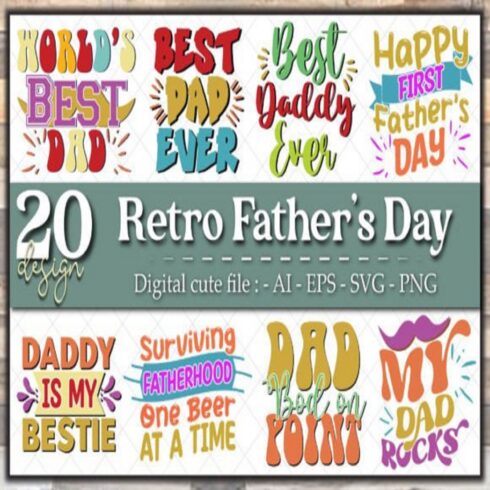 Free Retro Father's Day SVG Bundle cover image.
