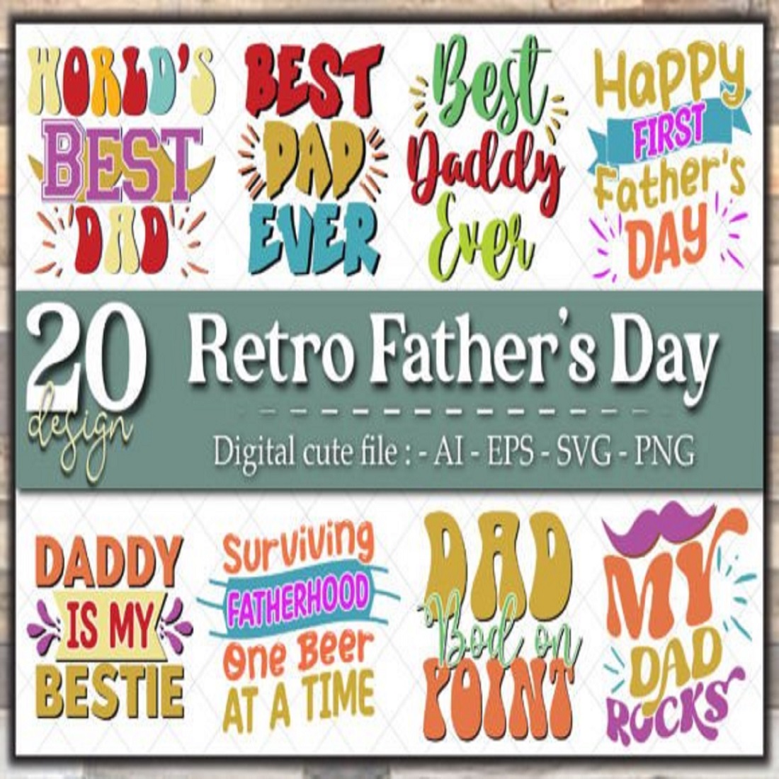 Free Retro Father's Day SVG Bundle preview image.