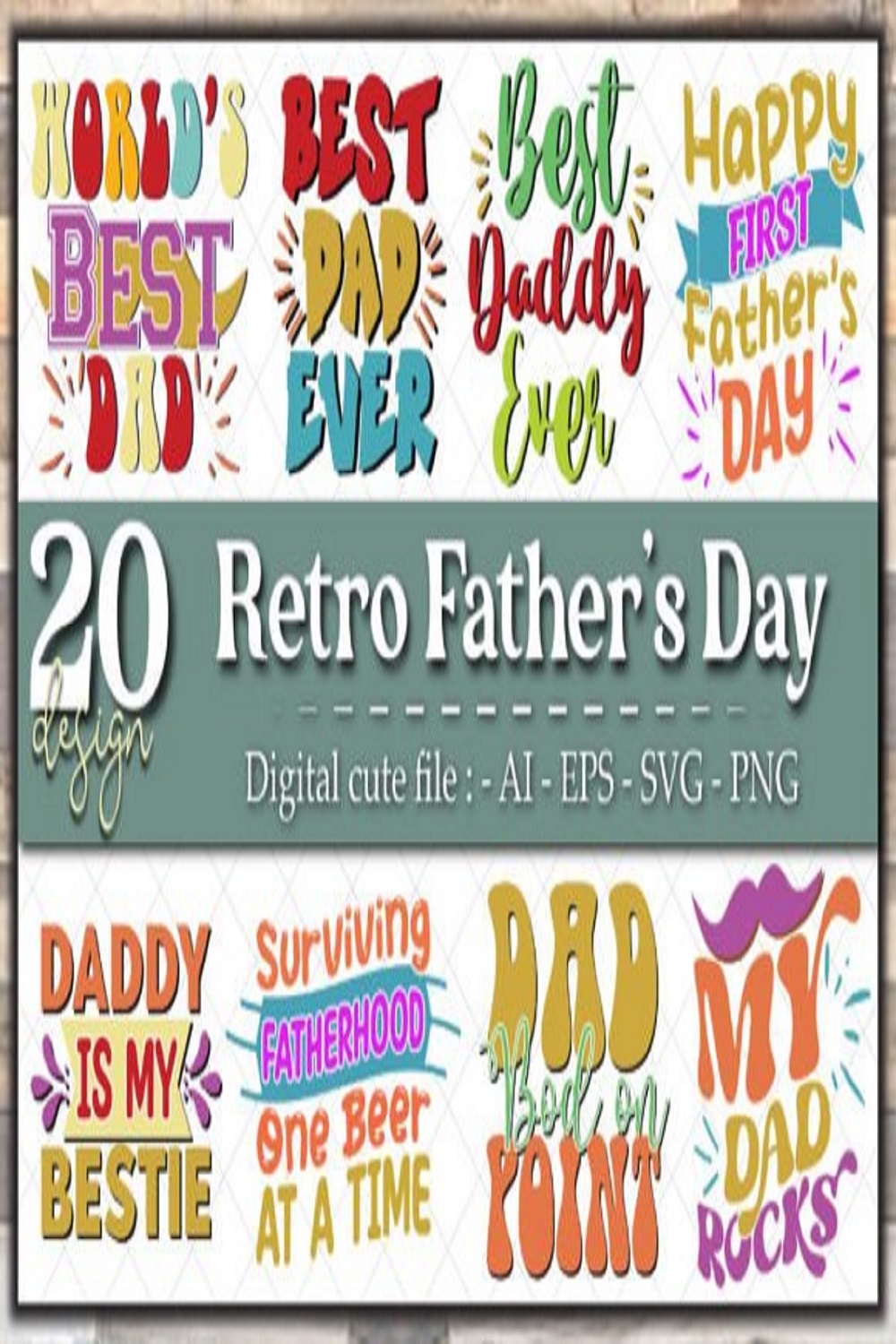 Free Retro Father's Day SVG Bundle pinterest preview image.