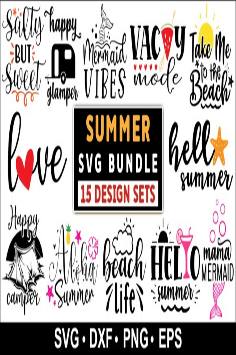 Free Summer Quotes SVG Bundle, Summer pinterest preview image.