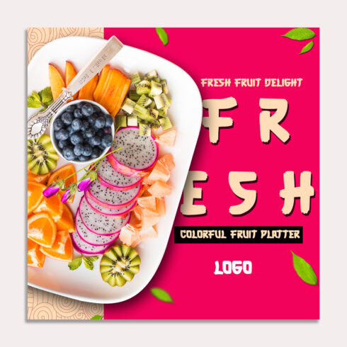 Fresh Fruit Platter PSD Template | social media post cover image.