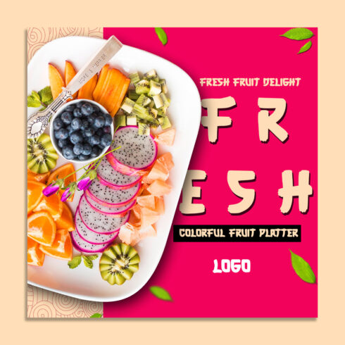 Fresh Fruit Platter PSD Template | social media post - MasterBundles